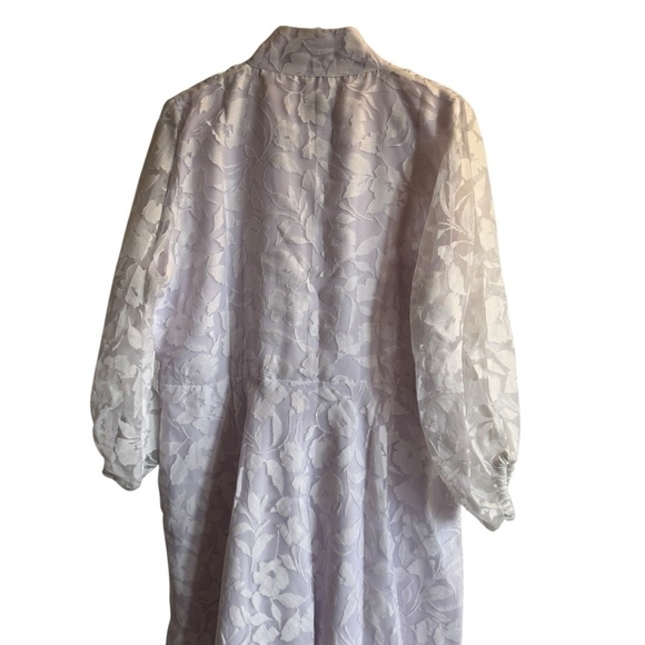 Sue Sartor Paloma Flounce Dress, White Cotton Swiss Voile/Embossed Blooms, L - Picture 11 of 11